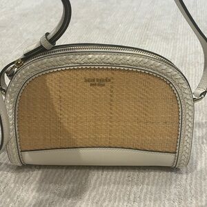 Kate Spade cross body bag. Neutral with rattan.